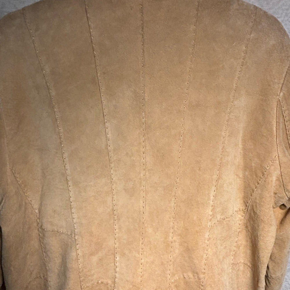 Coldwater Creek Tan Leather Blazer Jacket Women’s XL Button Front - Picture 10 of 16